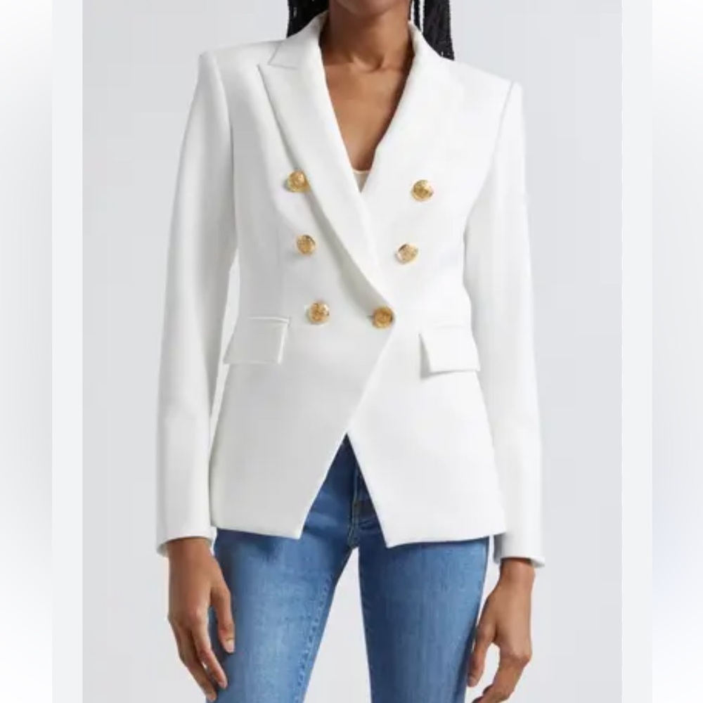 Veronica Beard White and Gold Tailored Blazer